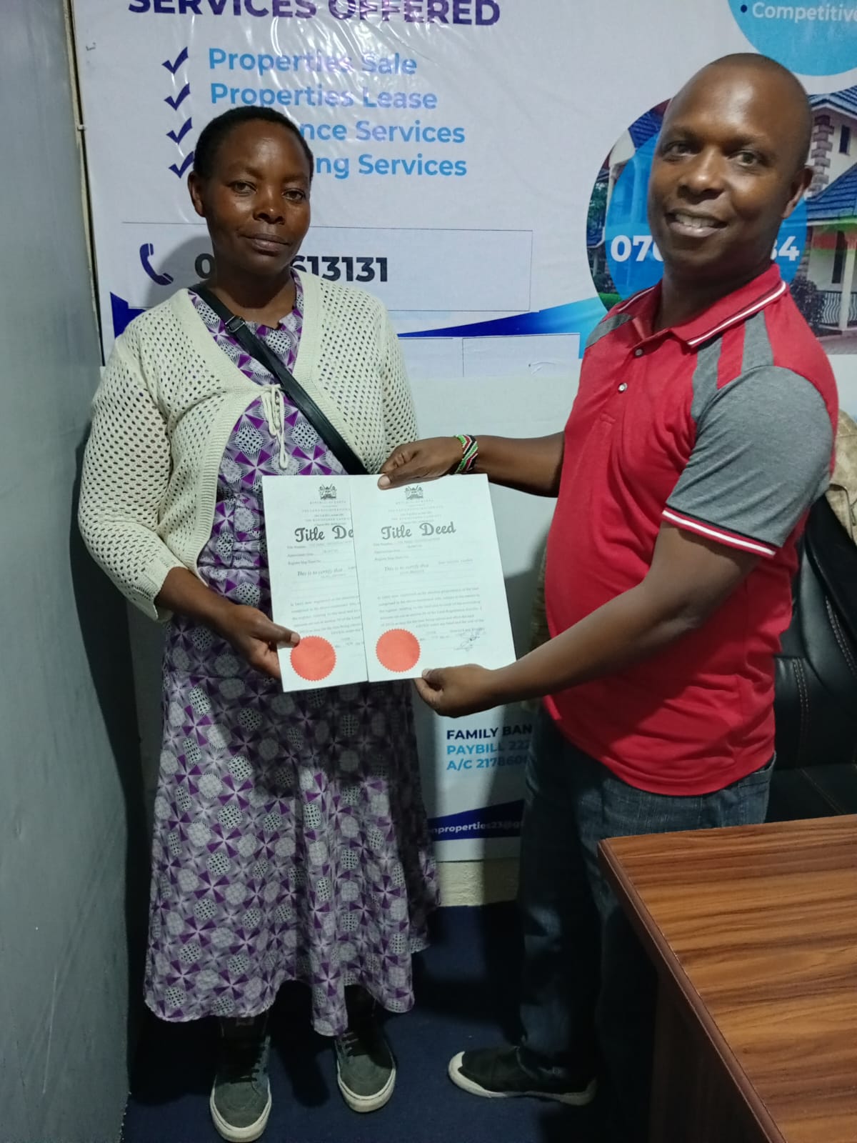 Naomi Barongo Title Deed handover